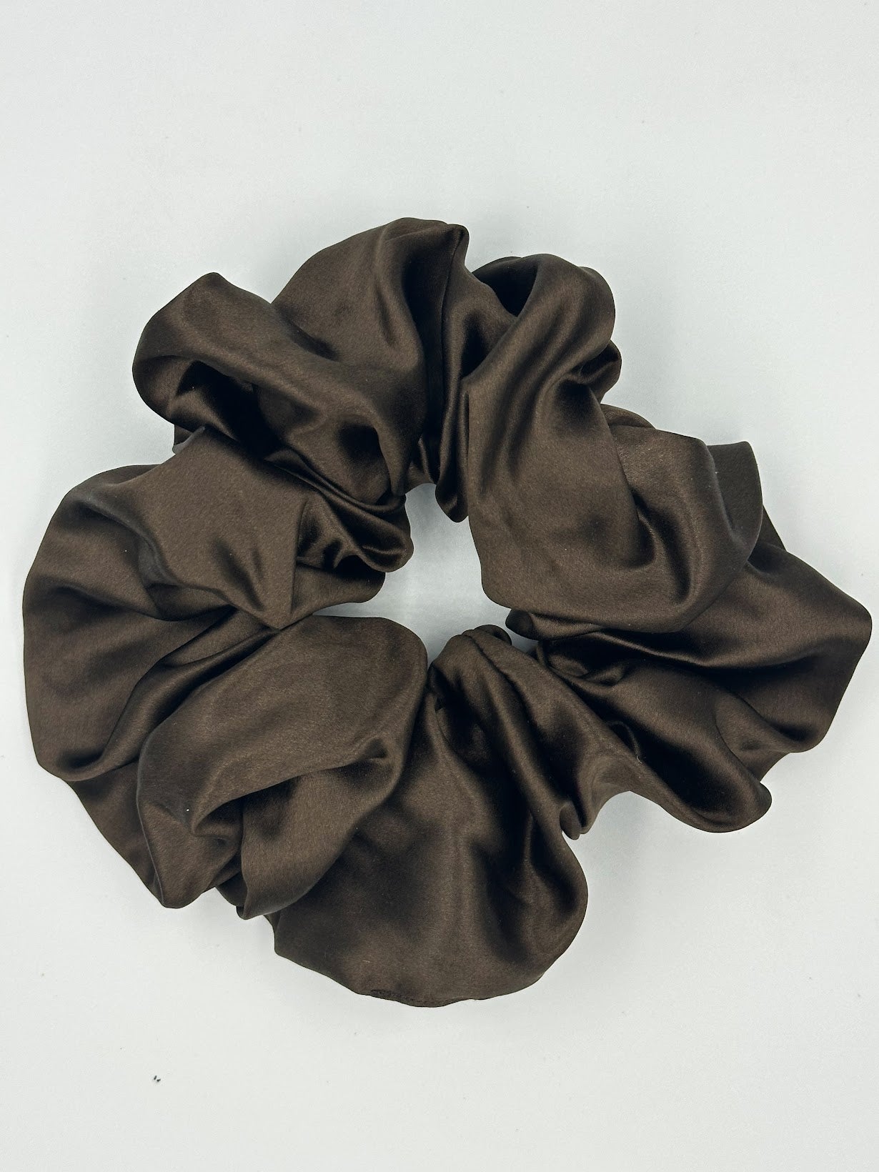 SILK SCRUNCHIE - LARGE SIZE - BROWN