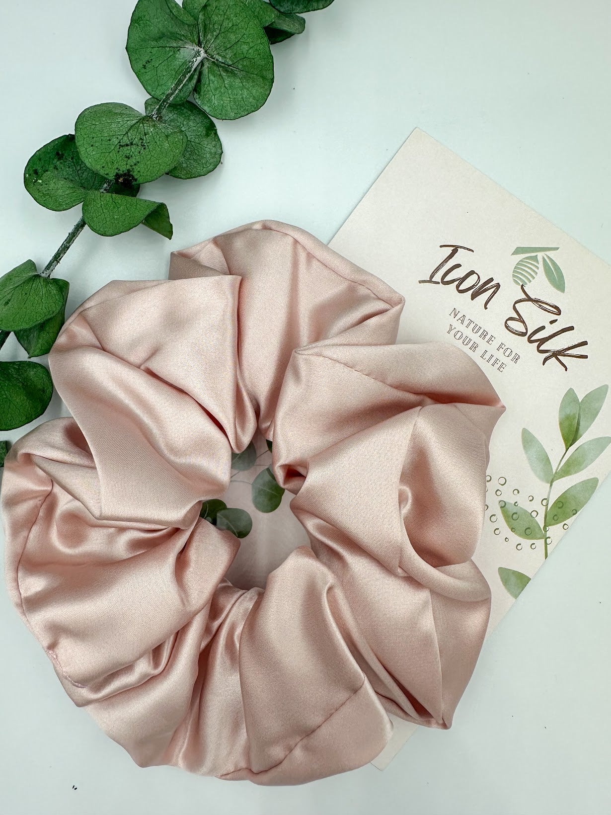 SILK SCRUNCHIE- LARGE SIZE - CHERRY BLOSSOM