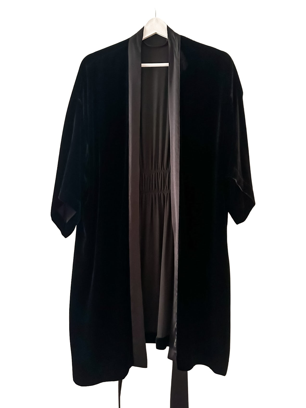 VELVET/SILK ROBE - BLACK