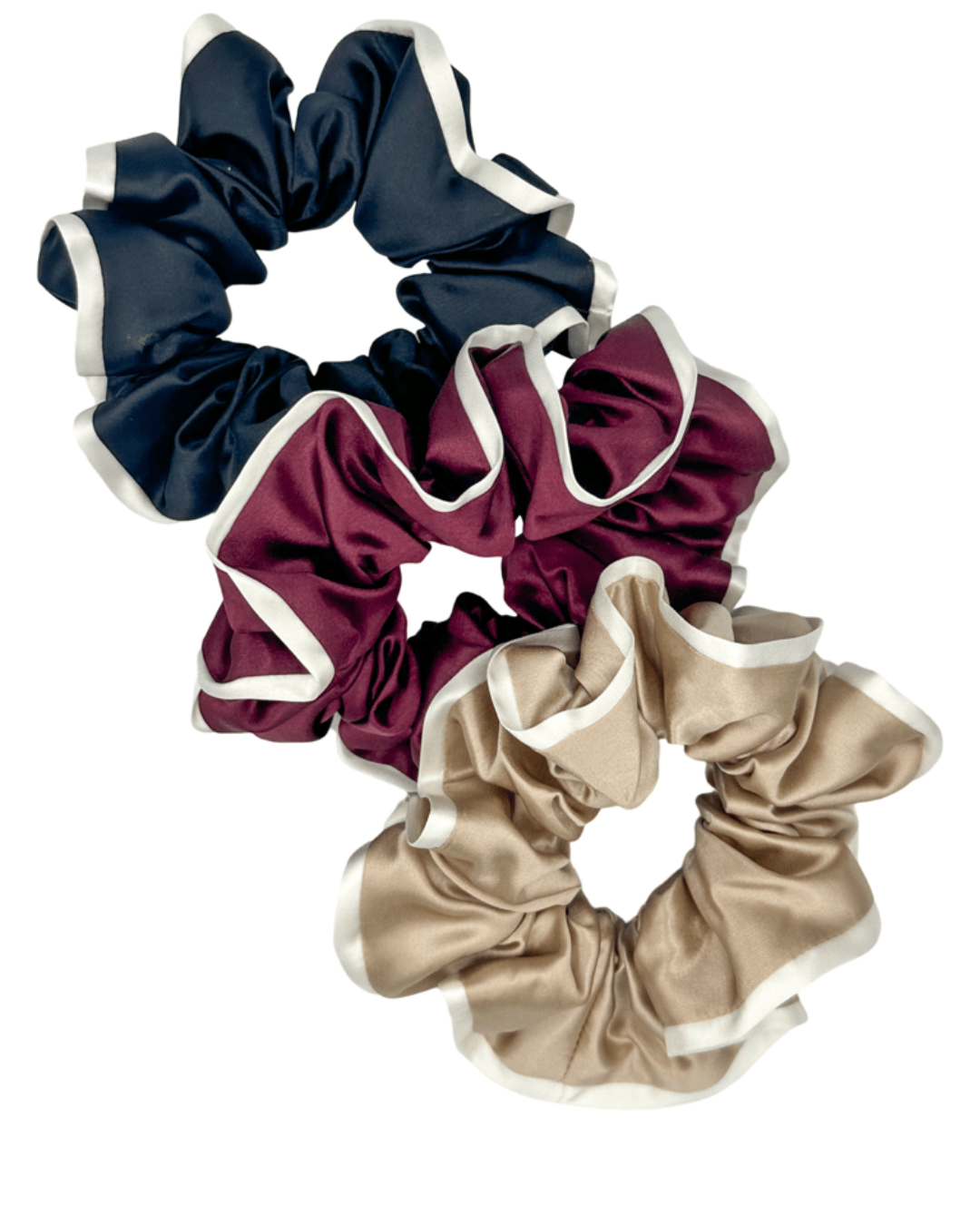 SILK SCRUNCHIE - BURGUNDY & WHITE