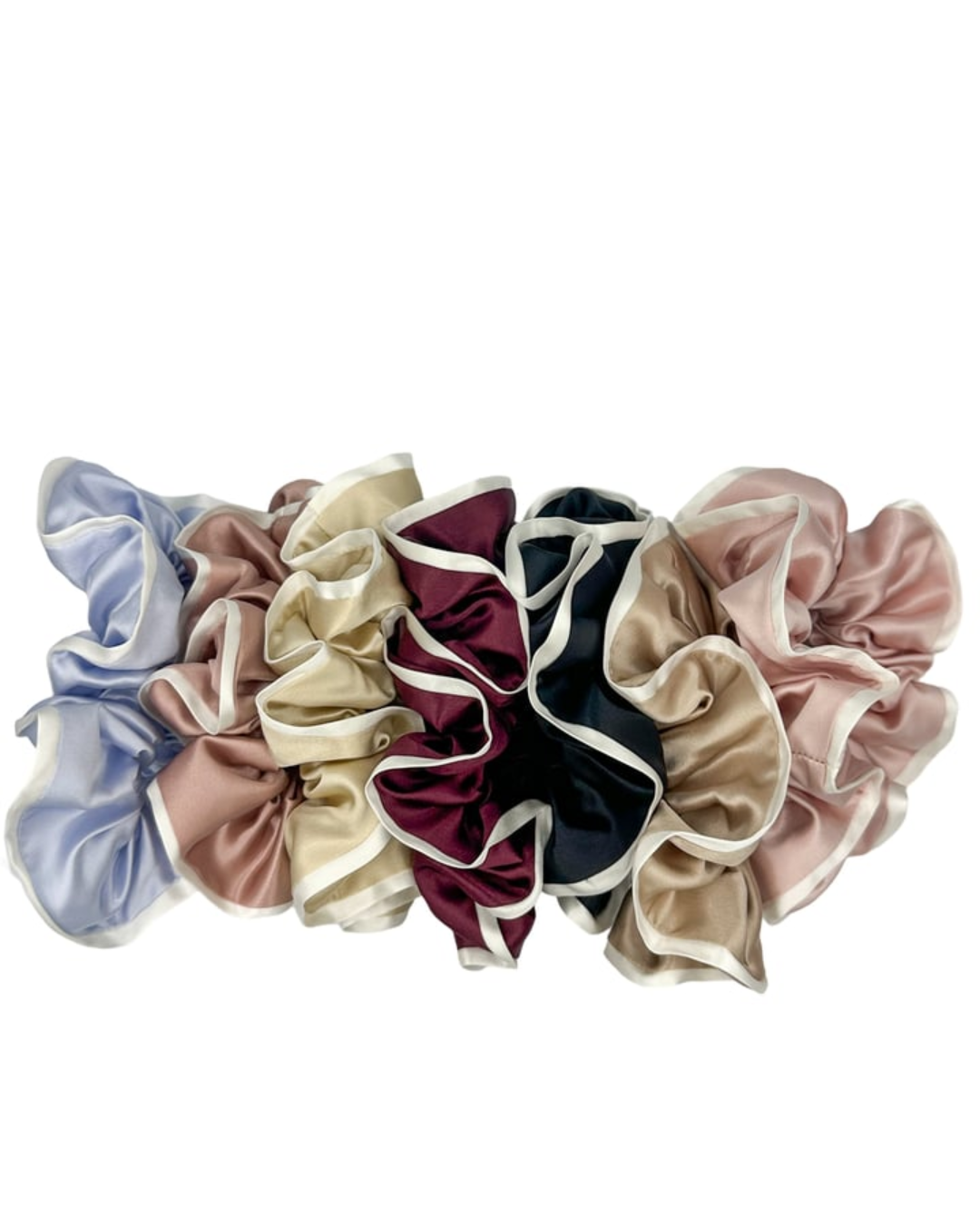 SILK SCRUNCHIE - PINK & WHITE