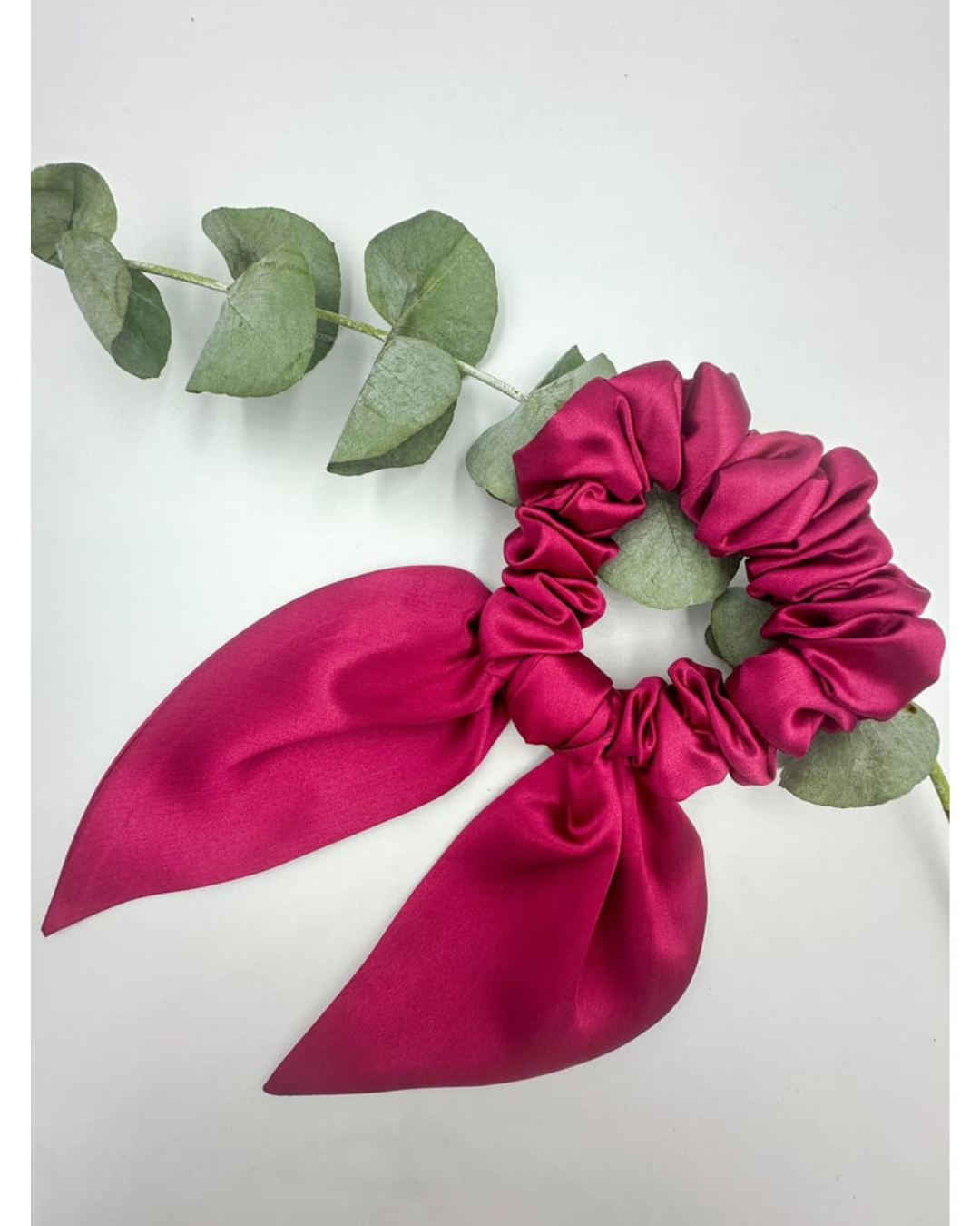 SILK BOW PONYTAIL HOLDER - WINE COLOR