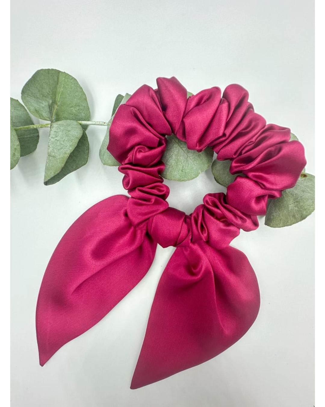 SILK BOW PONYTAIL HOLDER - WINE COLOR