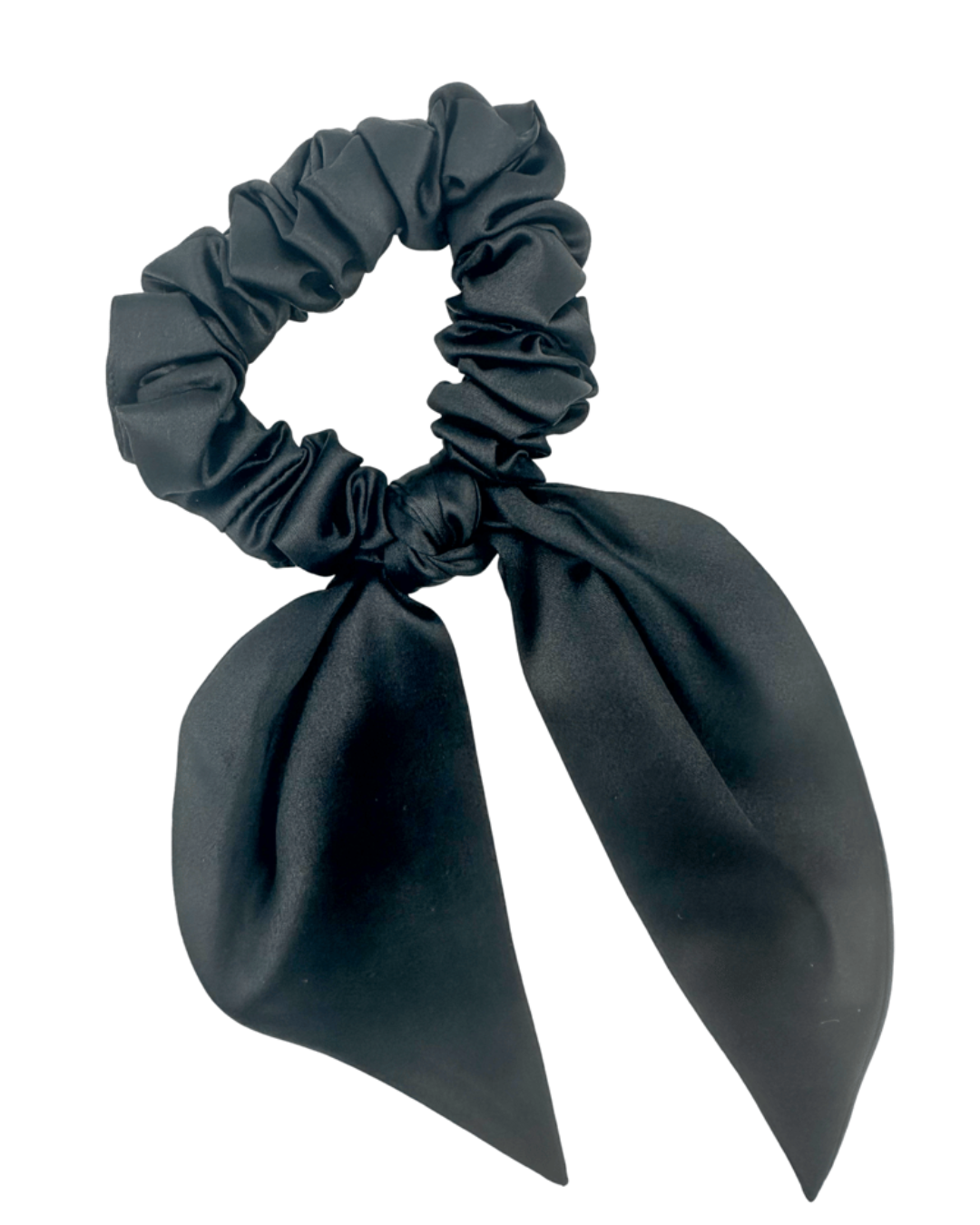 SILK BOW PONYTAIL HOLDER - BLACK