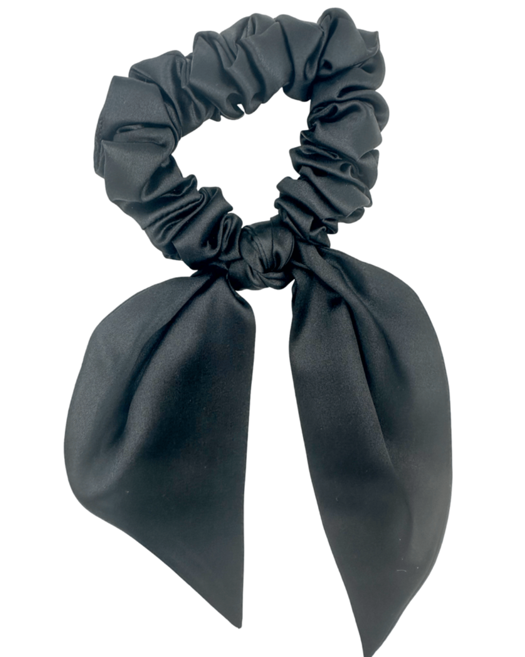 SILK BOW PONYTAIL HOLDER - BLACK