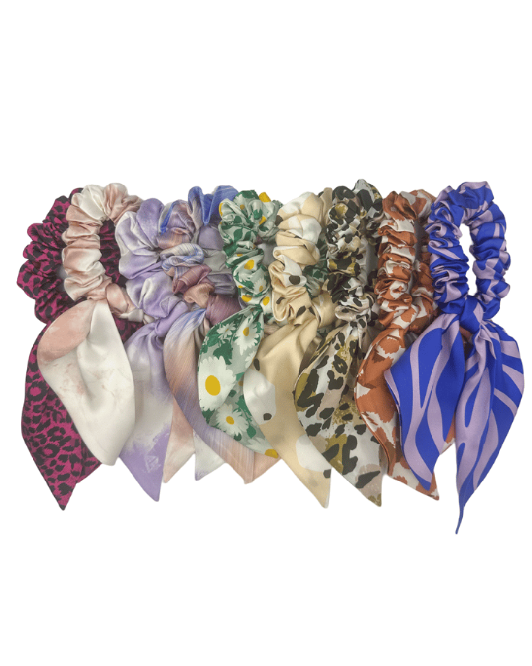 SILK BOW PONY TAIL HOLDER - POLKA DOTS PRINT