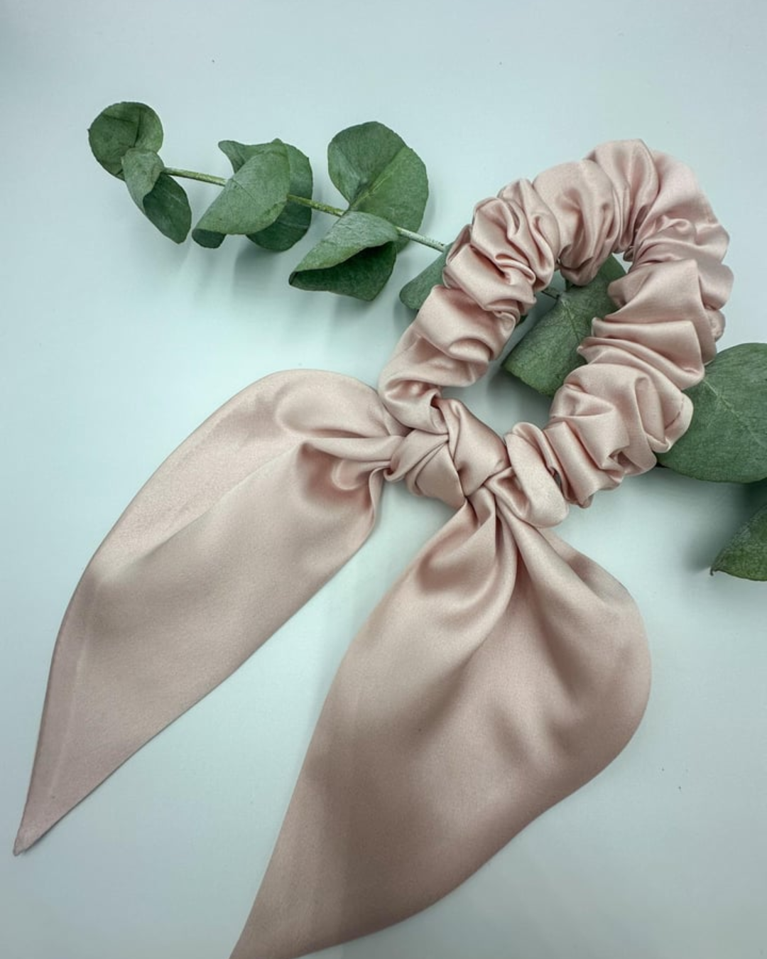 SILK HAIR BOW PONY TAIL HOLDER- CHERRY BLOSSOM COLOR