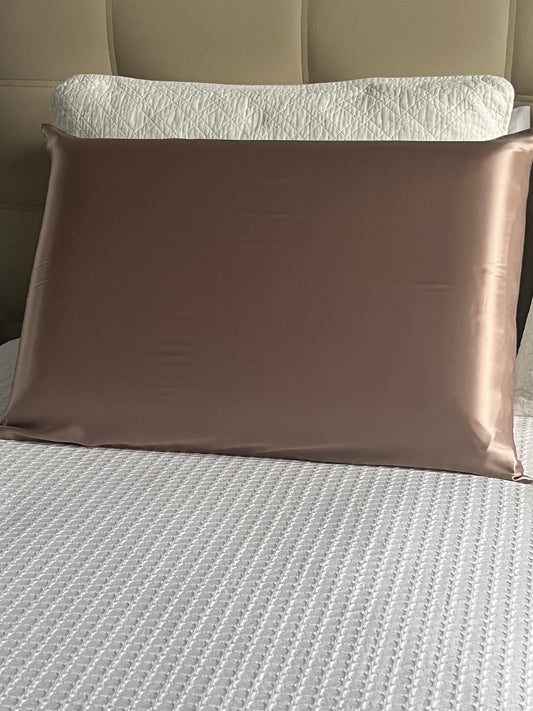 FUNDA DE ALMOHADA DE SEDA - COLOR BRONCE