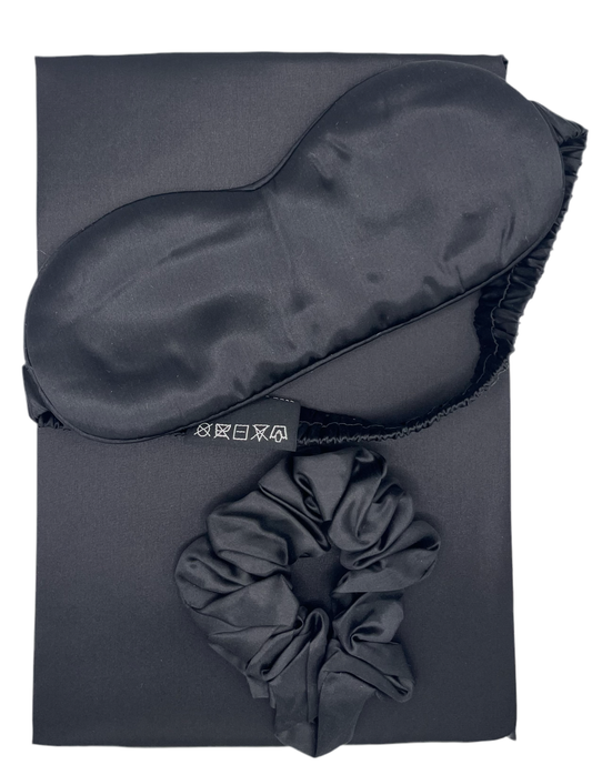 pillowcase, sleep mask, scrunchie