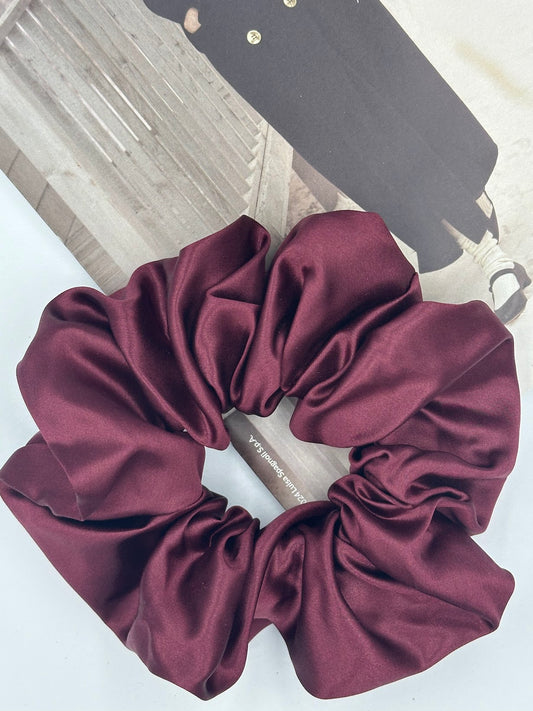 SILK SCRUNCHIE - LARGE SIZE - BURGUNDY 