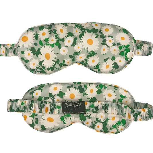 SLEEP MASK (100% MULBERRY SILK) - DAISY PRINT