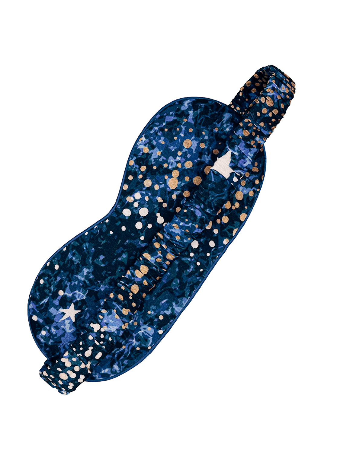Vista trasera del antifaz para dormir de seda Cielo Nocturno con banda elástica revestida de seda
