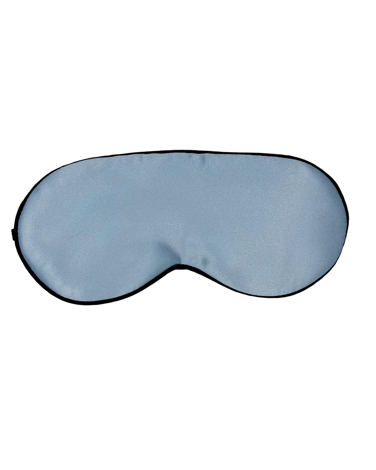 Antifaz de seda azul para niños con ribete negro sobre fondo blanco