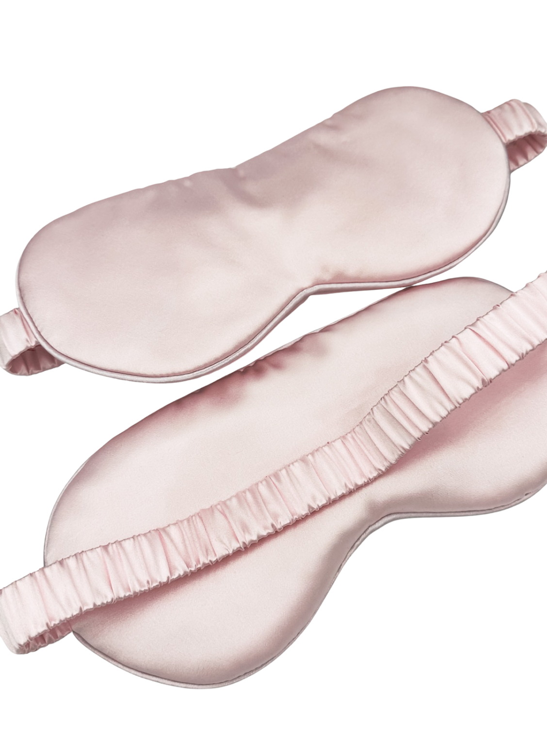 Dos antifaces para dormir de seda rosa palo con banda elástica